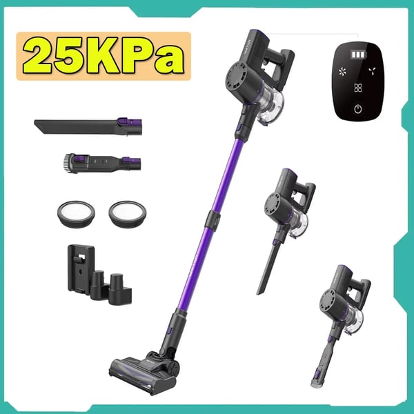 Johdoton pölynimuri - V8 Pro - Imuteho 25 kPa - Syklonisuodatus - Pölysäiliö 500 ml - LED-kosketusnäyttö - Eco-tila 35 min - Valkoinen