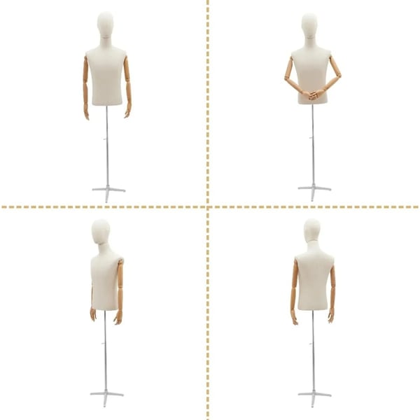 Mannekängtorso Herr - Överkroppsform - Höjdjusterbar 135–193 cm - Metall tripodstativ - Butiksdisplay - Röd