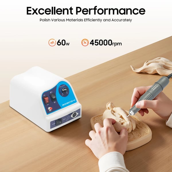 Tandlægelab mikromotor N8 - Elektrisk poler- og slibemaskine - 80 W - 0–45000 rpm - 2,35 mm spændepatron - EU-stik - Hvid