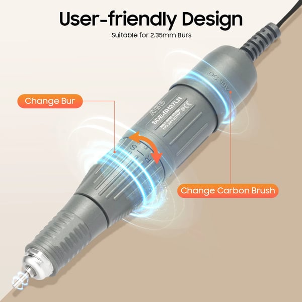 Tandlægelab mikromotor N8 - Elektrisk poler- og slibemaskine - 80 W - 0–45000 rpm - 2,35 mm spændepatron - EU-stik - Hvid