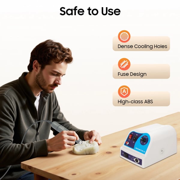 Tandlægelab mikromotor N8 - Elektrisk poler- og slibemaskine - 80 W - 0–45000 rpm - 2,35 mm spændepatron - EU-stik - Hvid