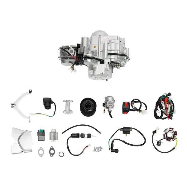 ATV moottoripaketti - 125 cc 4-tahti yksisylinterinen - 5,5 kW - Sähkö- ja potkustartti - Ilmajäähdytteinen - CDI - F-N-R vaihteisto - PZ19 kaasutin