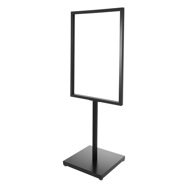 Julisteteline - Lattiamalli kyltinteline - Kehys 90×65 cm - Kokonaiskorkeus 160 cm - Sisä/Ulko - Rauta - Säädettävät jalat 1 cm - Musta