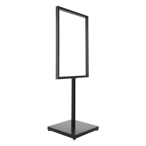 Plakatstander - Gulvstående skiltestander - Ramme 90×65 cm - Totalhøjde 160 cm - Indendørs/Udendørs - Jern - Justerbare fødder 1 cm - Sort