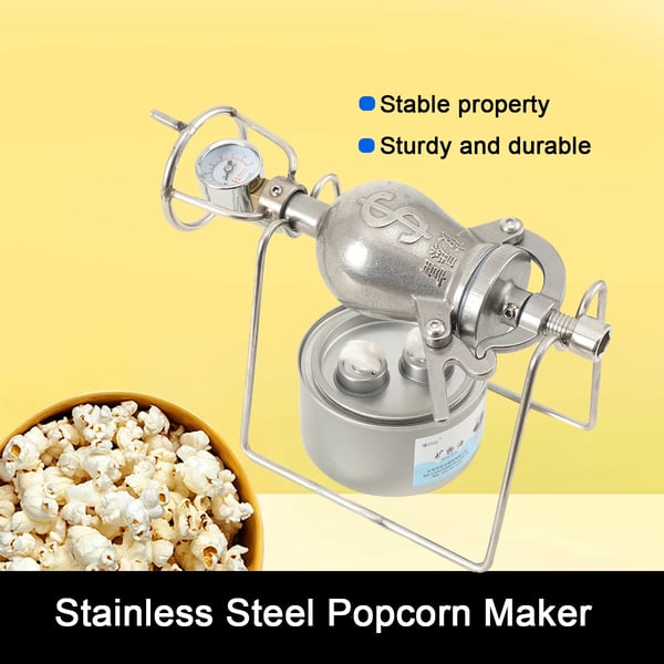Popcornmaskine - Manuel popcorngryde - Rustfrit stål - Til komfur og åben flamme - Tyk bund - Mini