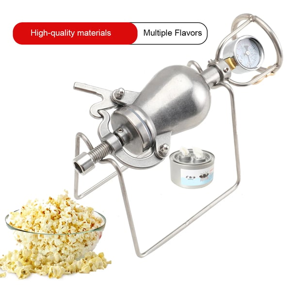 Popcornmaskine - Manuel popcorngryde - Rustfrit stål - Til komfur og åben flamme - Tyk bund - Mini