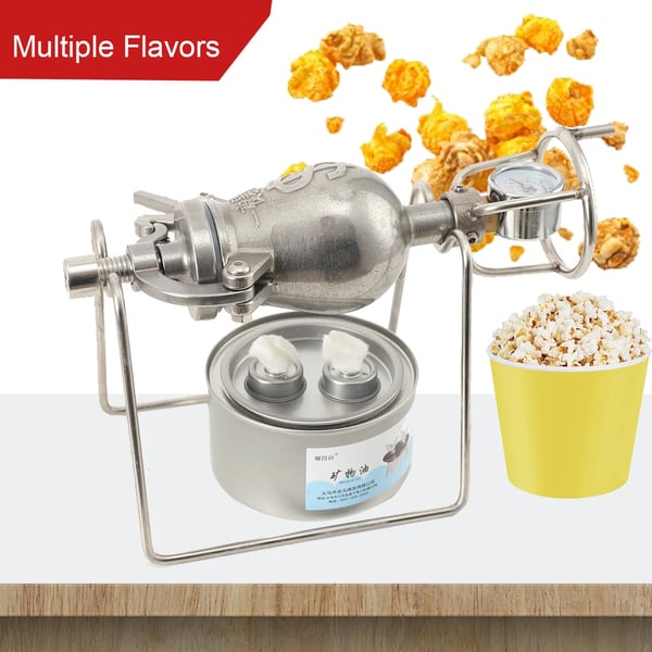 Popcornmaskine - Manuel popcorngryde - Rustfrit stål - Til komfur og åben flamme - Tyk bund - Mini