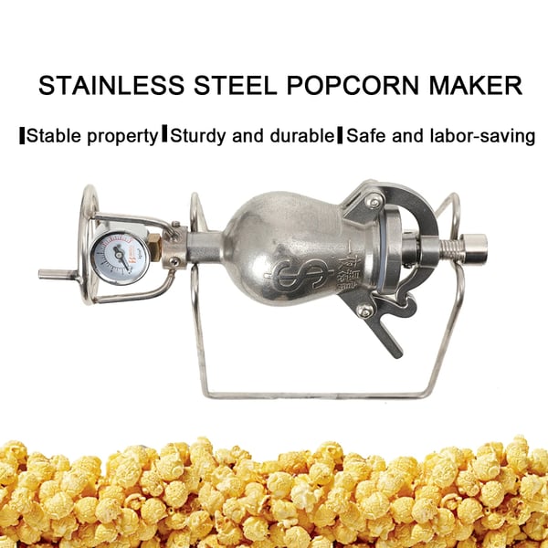 Popcornmaskine - Manuel popcorngryde - Rustfrit stål - Til komfur og åben flamme - Tyk bund - Mini