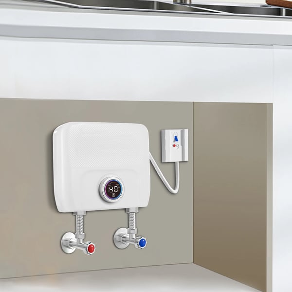 Sähköinen läpivirtausvedenlämmitin, mini 6500 W 220 V, IPX4, välitön kuuma vesi keittiöön/kylpyhuoneeseen, valkoinen