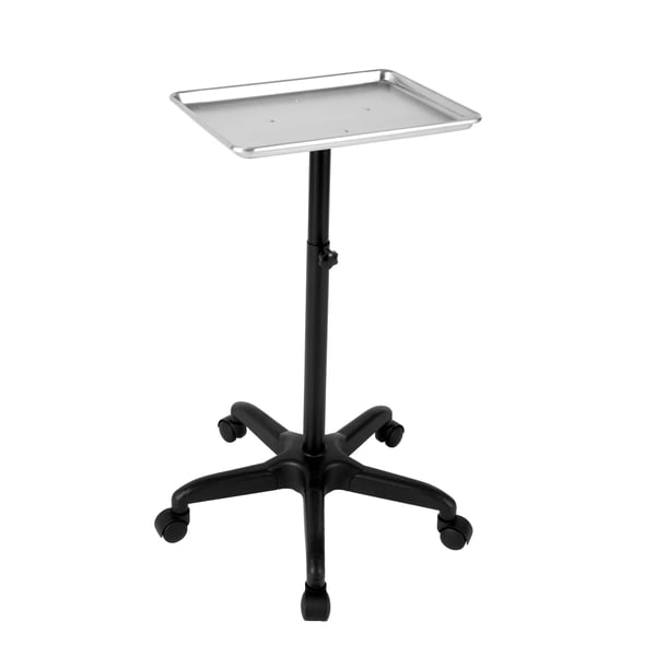 Frisørvogn - Rullevogn til salon - Højdejusterbar 64–108 cm - Opbevaring til hårværktøj - Til salon/barbershop/spa - Sølv