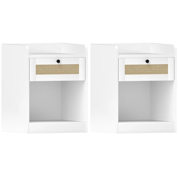 Sängbord - Nattduksbord - Minimalistisk Modern Design - Marockanskt Inspirerad Stil - Med Låda - 40×40×53 cm - Vit