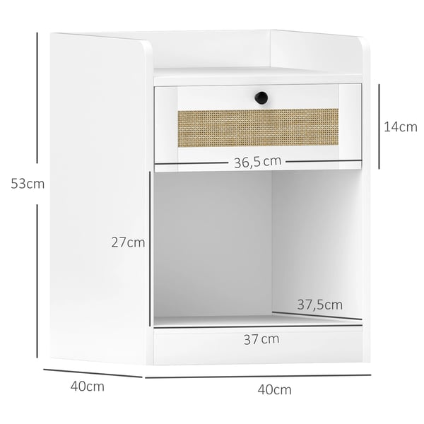 Sängbord - Nattduksbord - Minimalistisk Modern Design - Marockanskt Inspirerad Stil - Med Låda - 40×40×53 cm - Vit