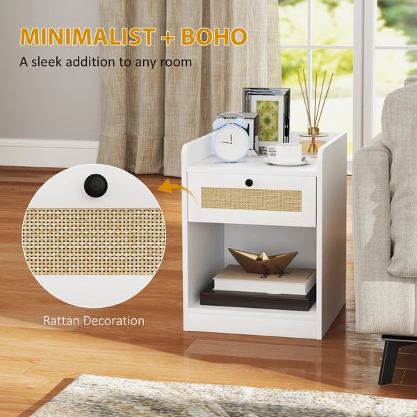 Sängbord - Nattduksbord - Minimalistisk Modern Design - Marockanskt Inspirerad Stil - Med Låda - 40×40×53 cm - Vit