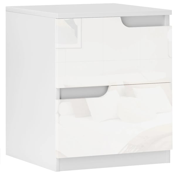 Sängbord/Nattduksbord - Med lådor - Modern minimalistisk - Blank front - 40×40×48 cm - Vit