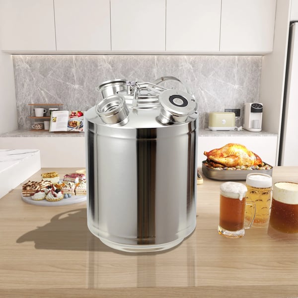 Rensefat til fadøl - Rengøringstank - 10 L - Rustfrit stål - Tæt og bærbar - Med Keg Spear