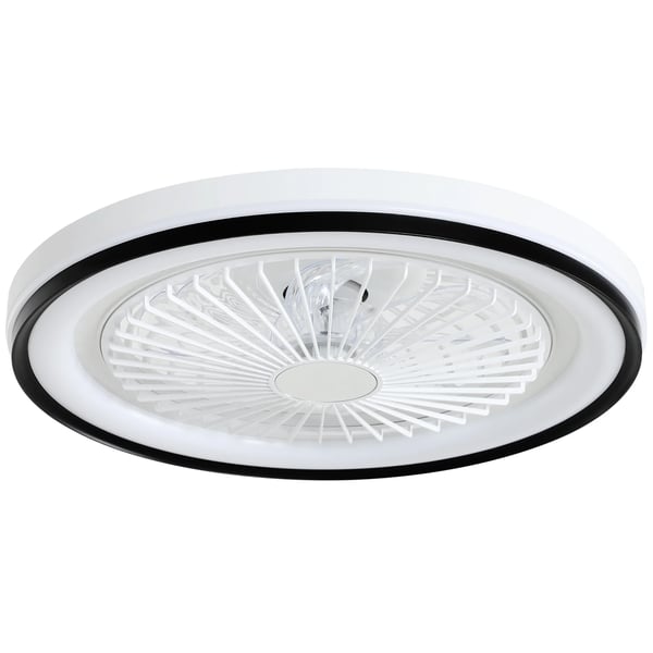 Takfläkt med LED-belysning - Vändbar DC-motor - 6 Hastigheter - Timer - Fjärrkontroll - Ø 48 cm, 48,5 W - EU-kontakt - Vit