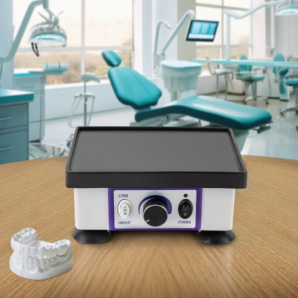 Gipsvibrator - Vibrationsbord - 120 W - 2 hastigheder, justerbar - Laboratoriekvalitet - Til tandlaboratorier og klinikker - Hvid