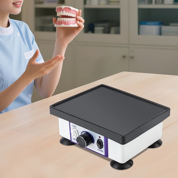 Gipsvibrator - Vibrationsbord - 120 W - 2 hastigheder, justerbar - Laboratoriekvalitet - Til tandlaboratorier og klinikker - Hvid