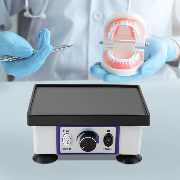 Gipsvibrator - Vibrationsbord - 120 W - 2 hastigheder, justerbar - Laboratoriekvalitet - Til tandlaboratorier og klinikker - Hvid