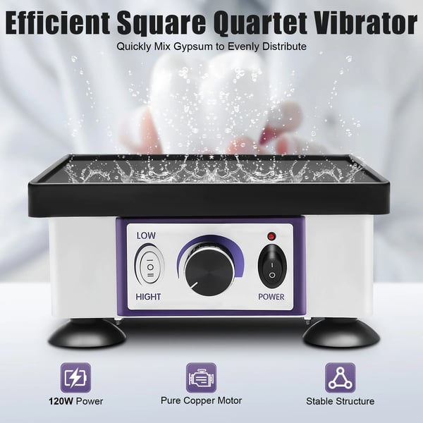 Gipsvibrator - Vibrationsbord - 120 W - 2 hastigheder, justerbar - Laboratoriekvalitet - Til tandlaboratorier og klinikker - Hvid