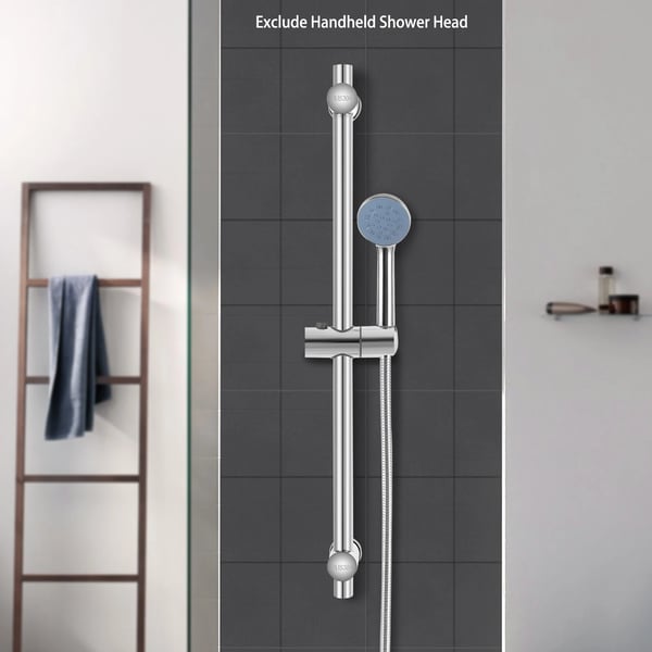 Brusestang med glideskinne - 54 cm - Højdejusterbar - 360° brusehovedholder - Rustfrit stål - ABS skridsikker muffe - Lysegrå