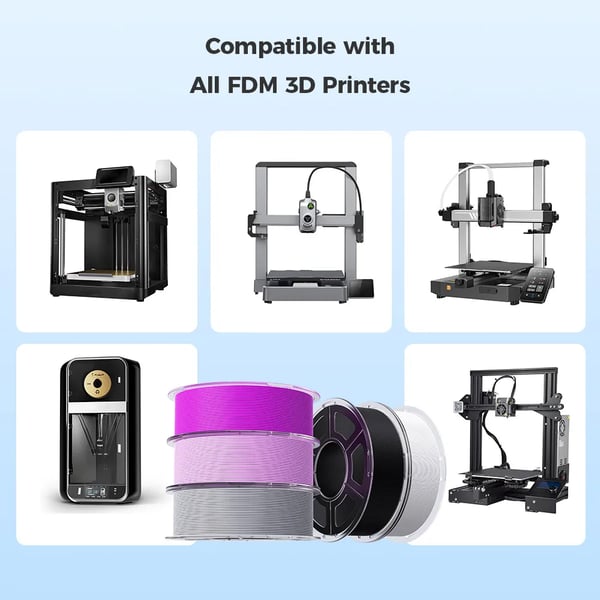 PLA 3D-printerfilament - 1,75 mm - 1 kg spole - 30–300 mm/s - 190–230°C - byggeplade 50–60°C - ±0,02 mm - Sort