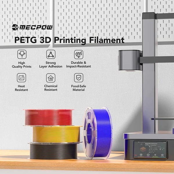 PETG 3D-printerfilament - 1,75 mm ±0,02, 1 kg - Høj hastighed 30–600 mm/s - Printtemp. 230–250 °C - Varmebed 60–80 °C - Hvid