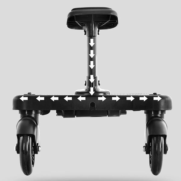 Ståbræt til barnevogn - Med sæde - Universal pasform - Max 25 kg - Alder 3–7 år - Størrelse 55×33×36 cm - Miljøvenlig PP