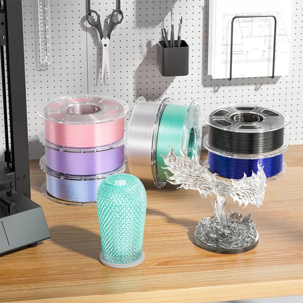 PETG - 3D-printerfilament - 1,75 mm ±0,02 - 1 kg - 30–600 mm/s - 230–250 °C - Varmebed 60–80 °C - Røgrå