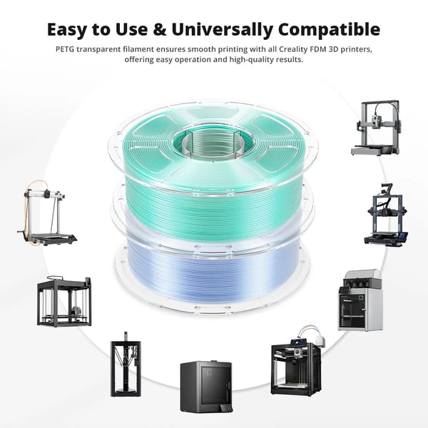 3D-printerfilament - PETG 1,75 mm - 1 kg spole - Høj hastighed 30–600 mm/s - Tolerance ±0,02 mm - Dyse 230–250°C - Byggeplade 60–80°C - Lyseblå