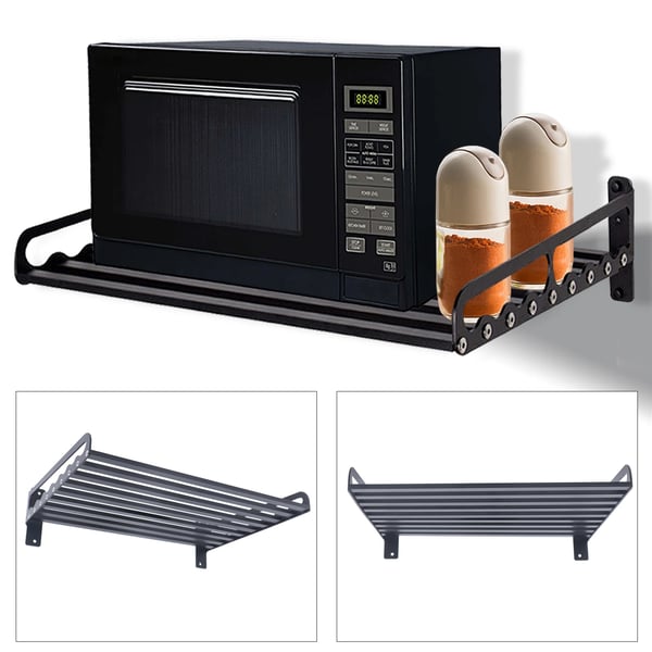 Mikrobølgeovnshylde - Væghængt Hylde - Aluminiumslegering - 50 kg Max Belastning - 50 x 39,5 cm - 1 Niveau - Sort
