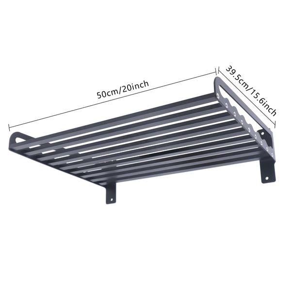 Mikrobølgeovnshylde - Væghængt Hylde - Aluminiumslegering - 50 kg Max Belastning - 50 x 39,5 cm - 1 Niveau - Sort