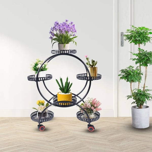 Planteholder - Blomsterstander - Holdbar Konstruktion - Fritstående - Til Inde & Ude - Nem Montering - Let At Flytte - Rummelig Plads - Sort
