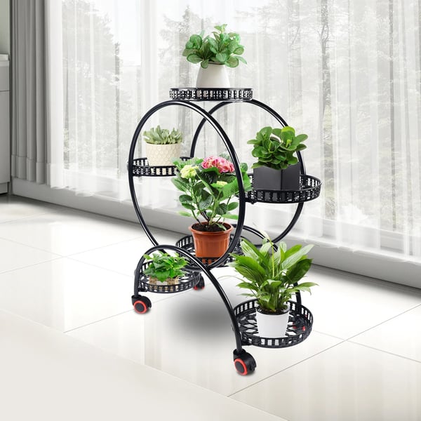 Planteholder - Blomsterstander - Holdbar Konstruktion - Fritstående - Til Inde & Ude - Nem Montering - Let At Flytte - Rummelig Plads - Sort