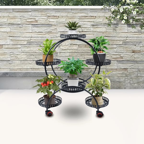 Planteholder - Blomsterstander - Holdbar Konstruktion - Fritstående - Til Inde & Ude - Nem Montering - Let At Flytte - Rummelig Plads - Sort