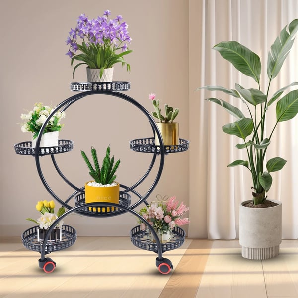 Planteholder - Blomsterstander - Holdbar Konstruktion - Fritstående - Til Inde & Ude - Nem Montering - Let At Flytte - Rummelig Plads - Sort