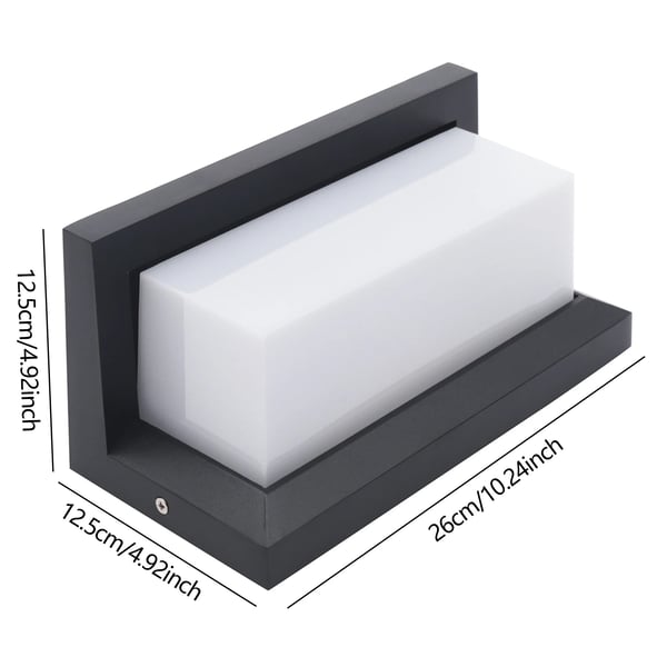 LED udendørs væglampe, vægarmatur, IP65 sort, 12W AC85-265V, justerbare lysfarver