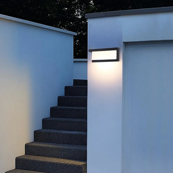 LED udendørs væglampe, vægarmatur, IP65 sort, 12W AC85-265V, justerbare lysfarver