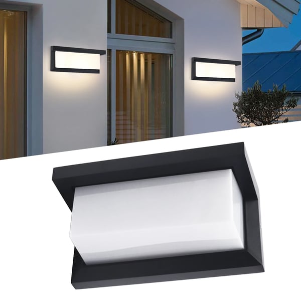 LED udendørs væglampe, vægarmatur, IP65 sort, 12W AC85-265V, justerbare lysfarver