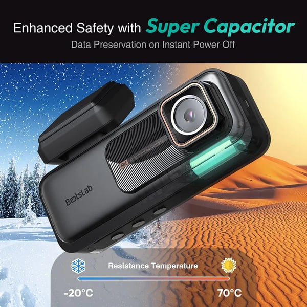 Dashcam bilkamera - G980H - 4K UHD 3840×2160@25fps - Sony IMX415 - 6,2 cm IPS-skærm - WiFi 2,4/5 GHz - 64 GB kort - Superkondensator - Grå