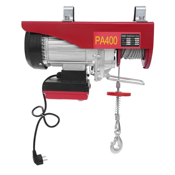 Elektrisk telfer - Elvinsch - Kapacitet 400 kg - EU-plugg 220 V - Trådlös fjärrkontroll - Lyfthöjd 12 m - Röd