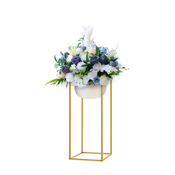 Blomsterstander - Metal søjlestativ - Sæt af 10 - 24×24×60 cm - Bærer 5 kg/stk - XL - Fritstående - Til bryllup & fest - Guld