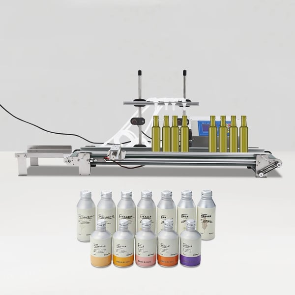 Nestetäyttökone - Automaattinen, 4 suutinta - Virtaus 4×3,2 l/min - Täyttökorkeus 4–25 cm - Pulloille 40–250 mm - 220 V 150 W - CE-hyväksytty