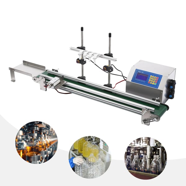 Nestetäyttökone - Automaattinen, 4 suutinta - Virtaus 4×3,2 l/min - Täyttökorkeus 4–25 cm - Pulloille 40–250 mm - 220 V 150 W - CE-hyväksytty