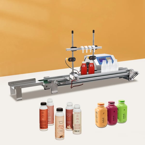 Nestetäyttökone - Automaattinen, 4 suutinta - Virtaus 4×3,2 l/min - Täyttökorkeus 4–25 cm - Pulloille 40–250 mm - 220 V 150 W - CE-hyväksytty