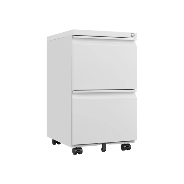 Mobil Rullecontainer Til Kontor - Arkivskab - 2 Skuffer - Med Lås - Stål - Højde 65 cm - Under Skrivebord - Samling Påkrævet
