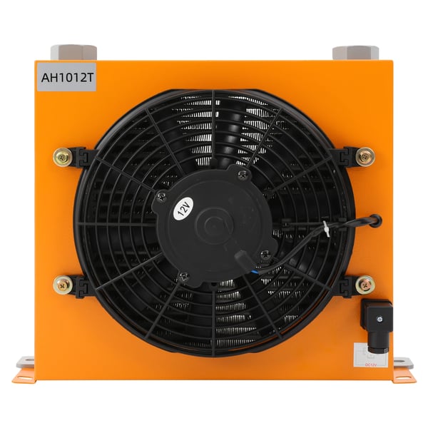 Hydraulisk oliekøler - AH1012T - DC 12V - 100 L/min - 120 W - ≤20 bar (2 MPa) - 6000 kcal/h - RC-gevind 2,54 cm - Gul