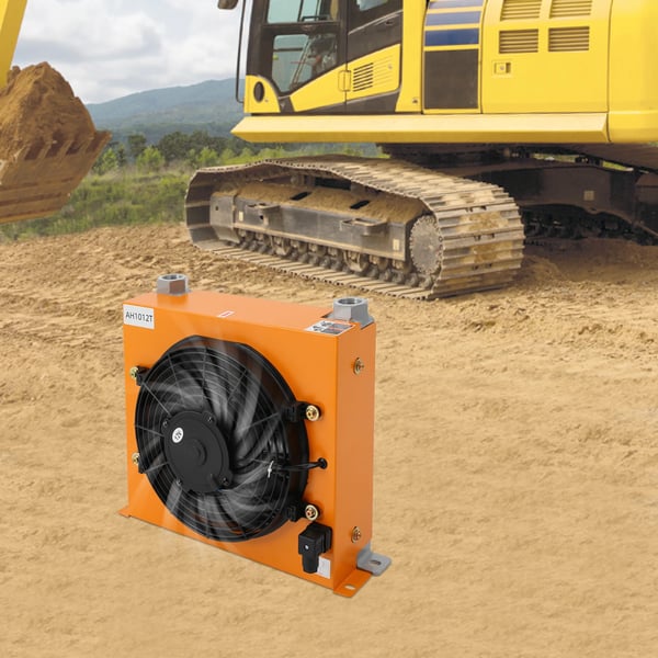 Hydraulisk oliekøler - AH1012T - DC 12V - 100 L/min - 120 W - ≤20 bar (2 MPa) - 6000 kcal/h - RC-gevind 2,54 cm - Gul