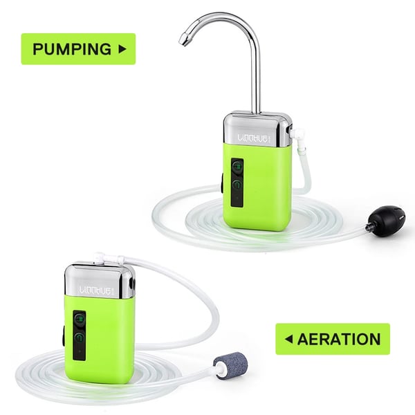 Kannettava kalastusilmapumppu - Ilmastin/Happipumppu - USB-käyttö - 3 tilaa - Ilmakivi ja letku mukana - ABS - Vihreä