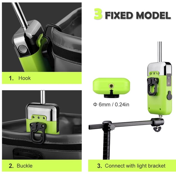 Bærbar luftpumpe til fiskeri - Aerator/Iltpumpe - USB-drift - 3 tilstande - Med luftsten og slange - ABS - Grøn